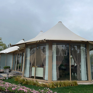 Carpa Redonda de Cristal para Eventos, Gazebo con Membrana, Estructura de Aleación de Aluminio Blanca, Impermeable, Construcción Modular para las Cuatro Estaciones - Product Image 3