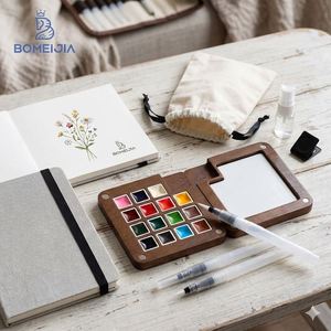 Mini paleta de acuarela de nogal de 15 compartimentos, kit de arte portátil de madera para viajes y otros materiales de arte - Product Image 4