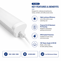 Luminaria LED Tri-Proof OEM de 600mm/1200mm/1500mm, IP65, Resistente a la Humedad, Garantía de 3 Años, CRI80, 50000h, IoT/Microondas, para Estacionamientos Comerciales