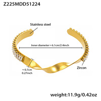 Bracelet tendance pour femme en acier inoxydable, jonc ouvert géométrique avec zircon pavé, hypoallergénique, bijoux en or et argent, cadeau