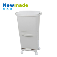 Poubelle de bureau en plastique 38L au design de mode avec 3 cloisons de séparation et pédale classifie et stocke les déchets H0630