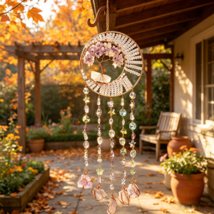 En gros, Carillon éolien mural artisanal en pierre naturelle, avec pendentif <span class=keywords><strong>Arbre</strong></span> de Vie en <span class=keywords><strong>agate</strong></span> et cristaux de guérison - Product Image 4