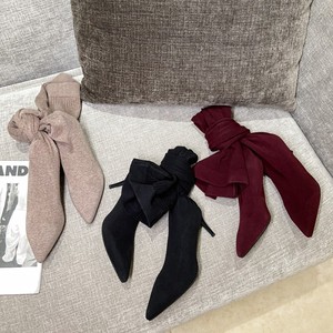 Pants Elastic Stretchy Knitted Material Long Casual Over Thigh High Boots Low Heel Women Jeans Bootcut - Product Image 2