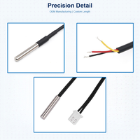 Sensor Suhu DS18B20 Berkualitas Tinggi dengan Kabel Konduktor Tembaga Berlapis PVC Tahan Air, Perakitan Kabel Probe dengan Konektor Panjang Kustom