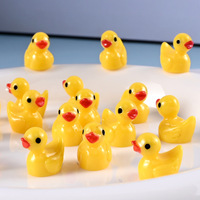Miniature de canard jaune en résine, ornement animal, accessoire photo DIY, décoration miniature pour bonsaï
