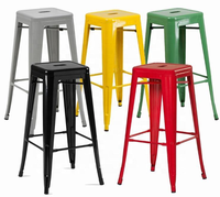 Tabouret de bar haut en métal moderne, chaise de bar Tolix noire de luxe en acier pour cuisine, style chaise de café en fer