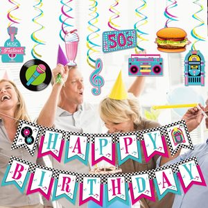 Guirnalda <span class=keywords><strong>de</strong></span> Feliz Cumpleaños Estilo Años 50, Decoraciones para Fiestas Temáticas <span class=keywords><strong>de</strong></span> <span class=keywords><strong>los</strong></span> Años 50, Decoraciones para Fiestas <span class=keywords><strong>de</strong></span> Sock Hop - Product Image 4