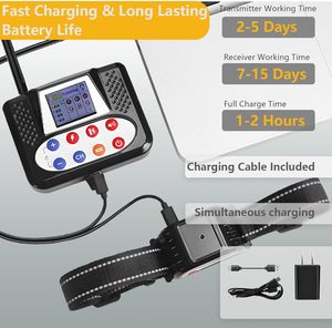 Système de clôture électrique sans fil pour chiens, système de confinement pour animaux de compagnie, collier récepteur étanche et rechargeable, collier d'entraînement - Product Image 4