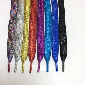 Lacci piatti tubolari all'ingrosso da 8 mm (0,8 cm) in poliestere perlato con glitter per scarpe casual e sneakers - Disponibili subito - Product Image 1