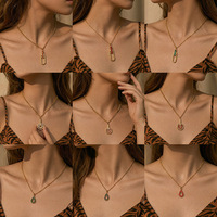 Colliers en chaîne dorée avec pendentif en strass, breloque goutte d'eau, anneaux entrelacés et fermoir trombone, bijoux délicats pour femme, cadeau