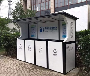 Pavillon <span class=keywords><strong>de</strong></span> <span class=keywords><strong>tri</strong></span> des déchets extérieur en acier inoxydable intégré à quatre compartiments, <span class=keywords><strong>armoire</strong></span> <span class=keywords><strong>de</strong></span> collecte intelligente personnalisable pour le <span class=keywords><strong>recyclage</strong></span> - Product Image 2
