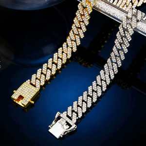 สร้อยคอฮิปฮอปคลาสสิกแบบคิวบาประดับเพชรเทียมสำหรับผู้ชายและผู้หญิง Rhombus - Product Image 1