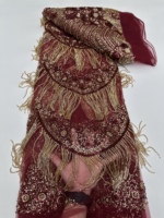 Rouleau de tissu en dentelle brodée de sequins - Matière luxueuse et élégante pour robe de mariée