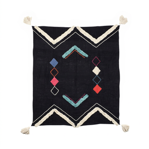 Plaid Bohème de Luxe Lavable et Écologique 100% Coton Chaud et Confortable avec Pompons Tissés Couleur et Taille Personnalisables Toutes Saisons - Product Image 1