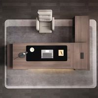 Conjunto de Silla Ejecutiva en Forma de L de Lujo, Muebles de Oficina de Diseño Moderno en Madera con Protección Ambiental para Edificios de Oficinas