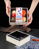 Ecologische wegwerp houten sushi- en saladebox voor onderweg met transparant deksel