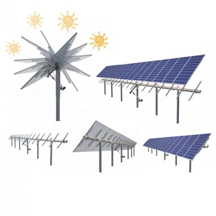 Sistema de montaje en tierra componentes del sistema de seguimiento solar soportes de montaje de panel solar de accionamiento de giro de eje único/Doble