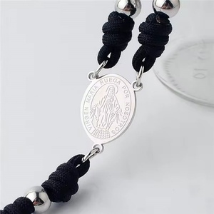 Rosario Religioso de Acero Inoxidable Antideslustre, Artículos Religiosos Católicos, Collar con Colgante de Cruz para Hombre - Product Image 3