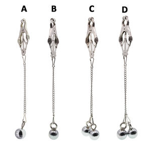 Morsetti per capezzoli BDSM con sfere pesanti e catena - Product Image 1