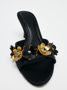 ZA2026 Nuove <span class=keywords><strong>Scarpe</strong></span> Estive con <span class=keywords><strong>Tacco</strong></span> Alto e Punta Aperta in Stile Francese, Decorate con Fiori, Sandali Eleganti da Ufficio - Product Image 2