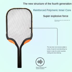 Raquette de Pickleball Professionnelle en Fibre de Carbone Givrée Silencieuse de Quatrième Génération, Personnalisable avec Logo/Design Graphique, 1 Raquette 2 Balles - Product Image 2