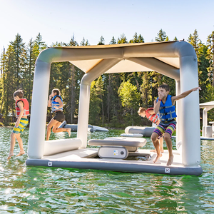 Lusso gonfiabile padiglione acquatico portatile Gazebo galleggiante con posti a sedere e ombra per feste in piscina vacanze in spiaggia tempo libero marino - Product Image 4