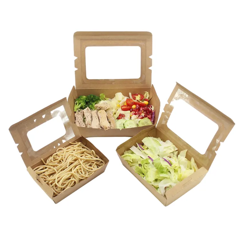 Lokyo 1 Stuk Opvouwbare Fastfood Afhalen Bento Lunch Container Kraftpapier Voedseldoos