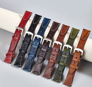 Correa de reloj de cuero genuino de piel de vaca con costura Retro profesional 18mm 20mm 22mm para reloj inteligente banda Universal rápida - Product Image 1