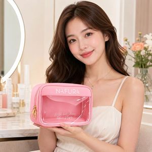 Bolsa de Cosméticos de PVC Transparente con Logotipo Personalizado, Neceser de Viaje Impermeable, Organizador de Maquillaje, Bolsa Rosa, Proveedor Mayorista OEM ODM - Product Image 4