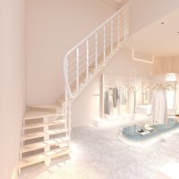 Escalier préfabriqué à poutre simple avec marches en bois, finition poudrée