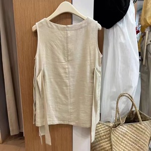 Débardeur d'été pour femme, col rond, design à nouer sur le côté, sans manches, tendance - Product Image 6