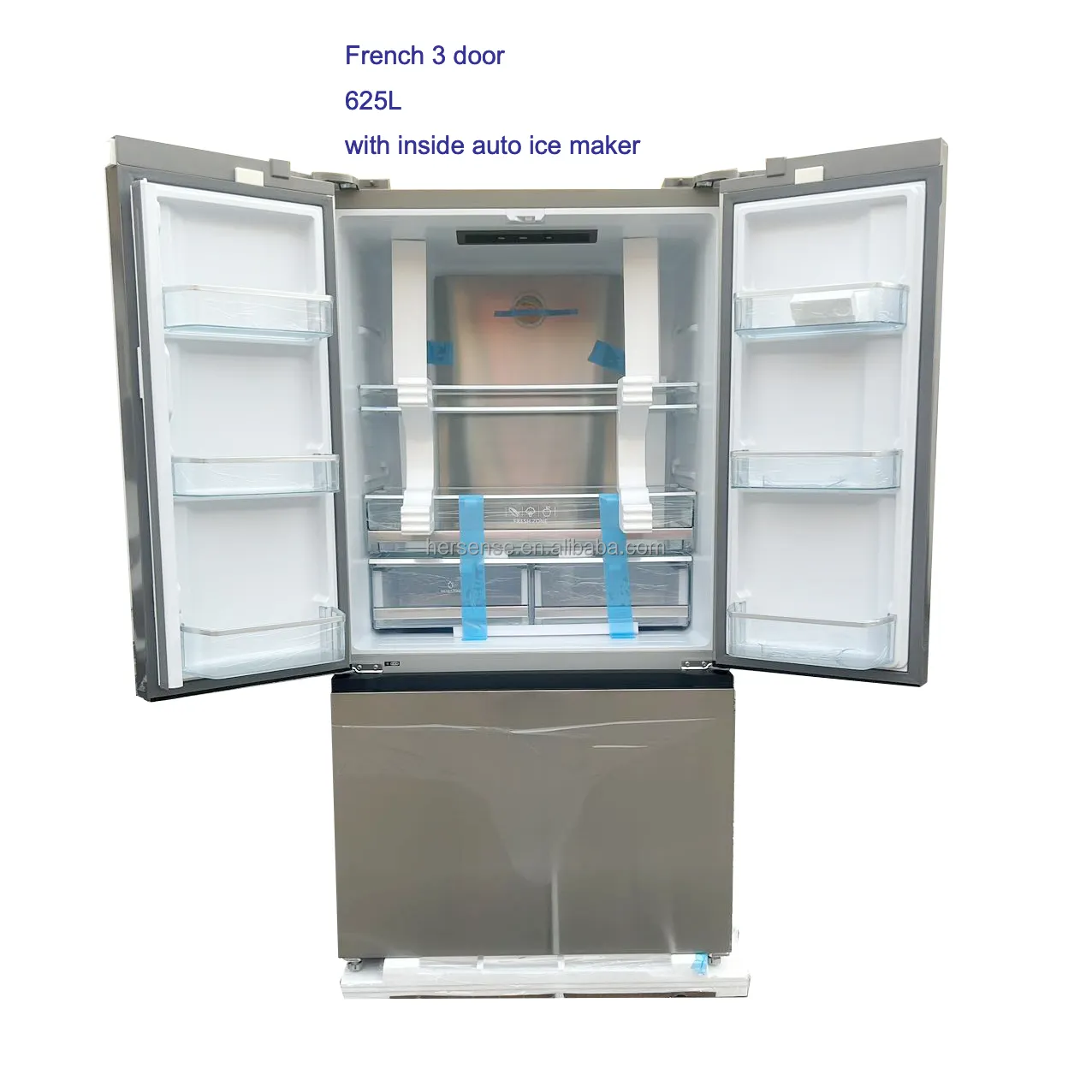 Refrigerador com porta francesa de 4 portas e 28 Cu Ft com tela sensível ao toque Nevera Freezer vertical Meet refrigerador 625L