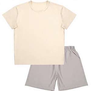 BSBUY Ensemble pyjama 2 pièces pour garçons, haut à manches courtes et col rond, short <span class=keywords><strong>bermuda</strong></span>, été, respirant, polyester, motif uni, tailles enfant - Product Image 2