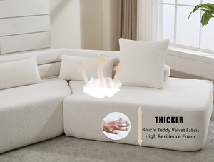 Canapé modulaire convertible minimaliste Cloud, ensemble moderne 4 places pour appartement et hôtel, aucun assemblage requis - Product Image 5