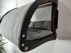 Sıcak satış duvara monte kedi tüneli mağara yatak Pet ev raf ahşap kedi tırmanma duvar Modern kedi evi hamak - Product Image 5