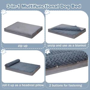 Camas para Perros Multiusos 3 en 1 con Base Antideslizante, Funda Extraíble de Terciopelo Rosa Cómodo, Esponja de Caja de Huevos y Soporte Ortopédico - Product Image 4