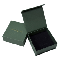 Boîte à bijoux magnétique en papier vert foncé carrée personnalisée avec logo personnalisé - Boîte à collier
