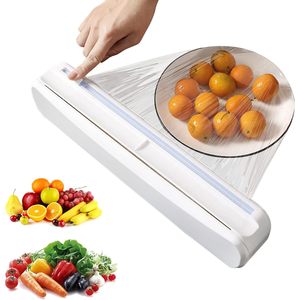 Dispensador de plástico film con cortador, soporte reutilizable para película adhesiva para platos y tazones de cocina, tamaño L, diseño minimalista - Product Image 1