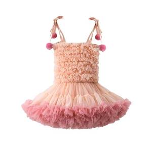 Vestido de tirantes de verano para niñas HP Yiwu Lingfeng, falda tutú de Navidad con volantes sólidos, vestido de princesa de gasa abullonada para el primer cumpleaños - Product Image 5