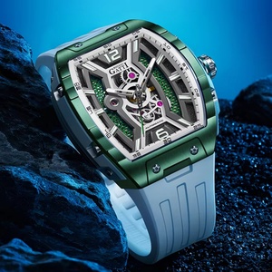 Montre automatique pour homme BG5601, montre-bracelet mécanique tonneau de 50 mm, cadran squelette, étanche 50 m, saphir lumineux - Product Image 2