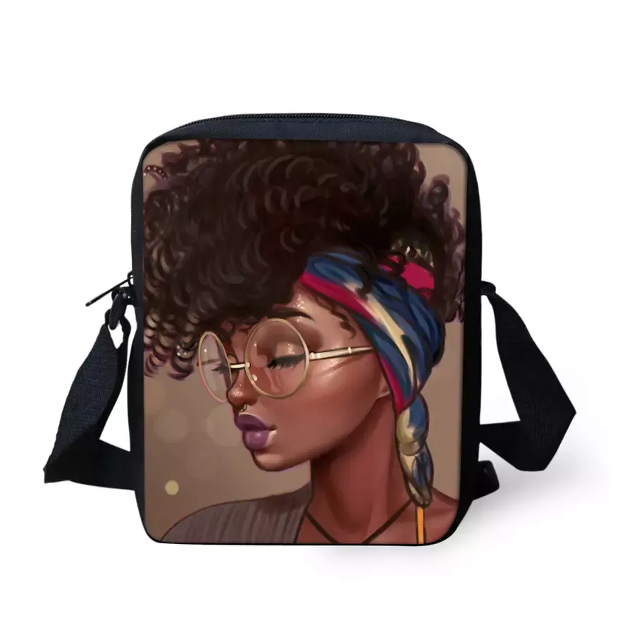 กระเป๋าสะพายข้างสำหรับผู้หญิงผู้ชาย,กระเป๋าสไตล์วินเทจพิมพ์ลาย Black Arts สไตล์แอฟริกันสำหรับเด็กผู้หญิง