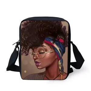 Wholesale Price Black Arts African Girls Printing Women's Shoulder Bags Men Crossbody Bag Vintage Little Girls Messenger Bag