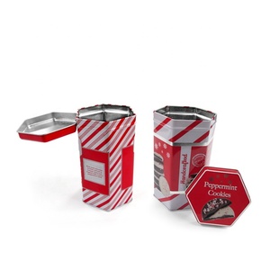 Caja de Metal Hexagonal Decorativa para Galletas de Chocolate con Impresión Personalizada - Product Image 4