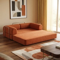 Sofá Cama Modular de Dos Plazas Convertible, Cuadrado, Espuma de Alta Densidad 60D, Moderno, 4 Opciones de Tamaño, para Sala de Estar, Apartamento, Hotel