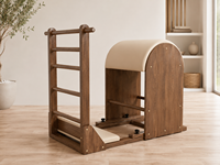 Chaise de Pilates en chêne durable pour studio, avec échelle coulissante double sens, baril d'échelle et correcteur de colonne vertébrale pour la musculation