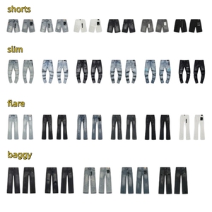 Pantalones de mezclilla de alta calidad en negro, amarillo, morado y rojo, estilo baggy, holgados, ajustados, acampanados, para hombre, de diseñador, de lujo, estilo urbano, con etiquetas. - Product Image 5