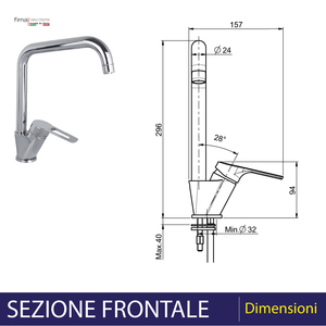 Mélangeur d'évier à levier unique chromé série 4 avec bec haut et nettoyants pour appareils ménagers à levier ouvert - Product Image 3