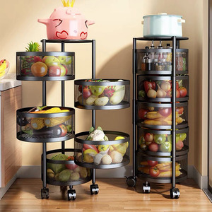 New sale rotating storage rack round trolley 360 degree rotation kitchen storage organizer trolley