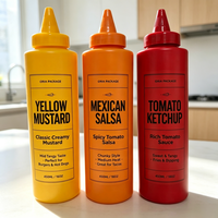 Bouteille souple ronde en PEHD pour emballage de miel et sauces, remplissage à chaud, 8oz 250ML 300ML 400ML 500ML 1000ML, idéale pour le ketchup