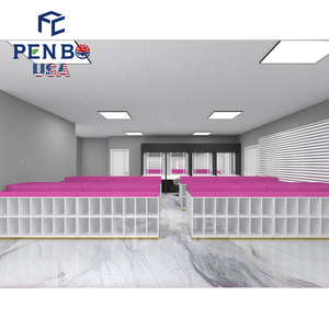 Tienda de suministros de belleza moderna, diseño de interiores, escaparate de Isla de doble cara de madera personalizada, diseño de mostrador de tienda de cosméticos de madera contrachapada Mdf - Product Image 4